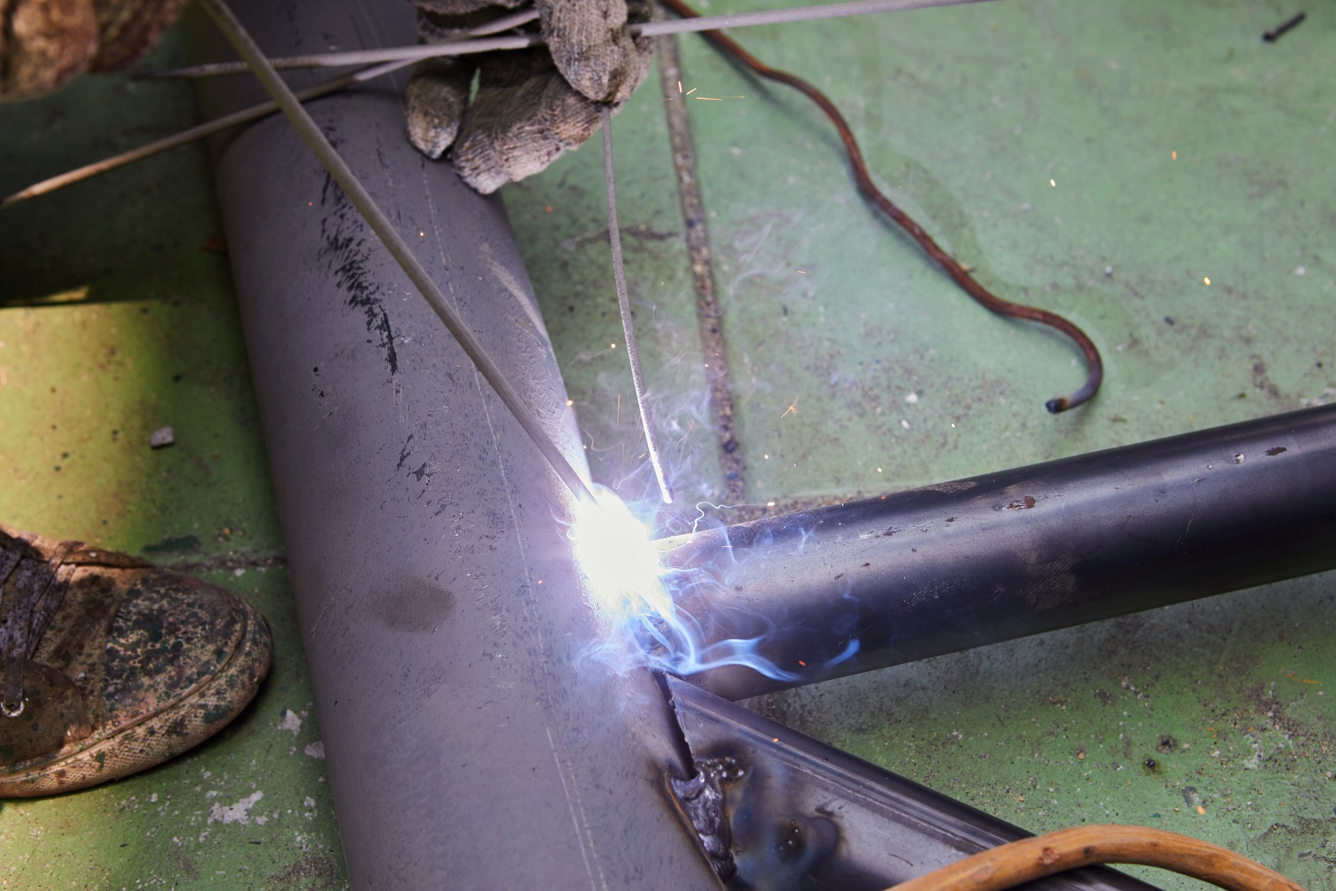 Welder working in the factory